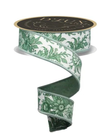 1.5" X 10yd Chinoiserie Floral Fused