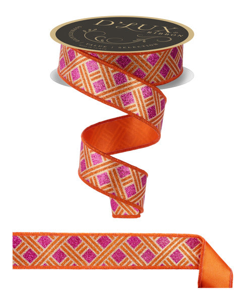 Fuchsia/Orange Glitter Ribbon