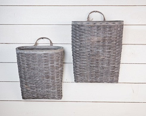 Woven Wall Pocket Basket Grey Wash