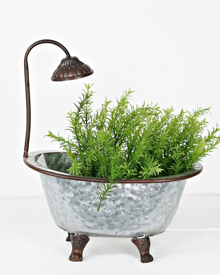 Antique Metal Bathtub Container
