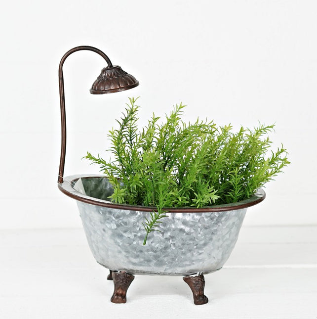 Antique Metal Bathtub Container