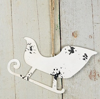 Distressed Metal Sleigh Ornament