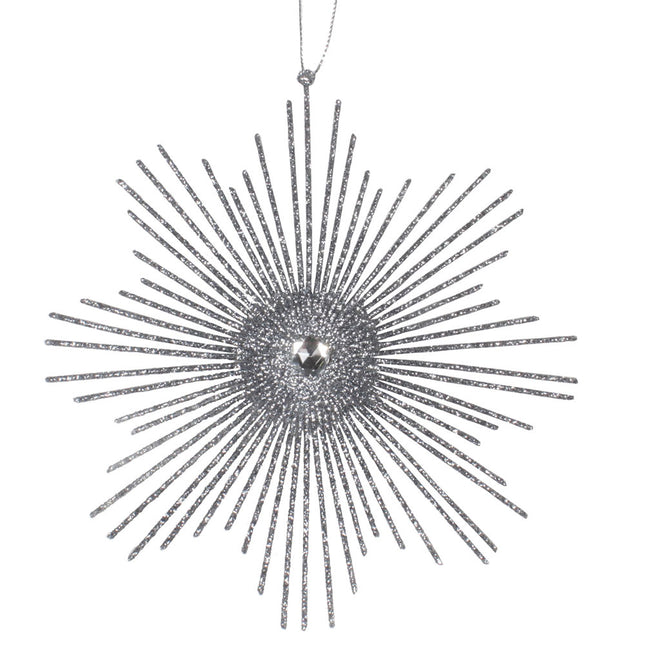 6.5" Pewter Glitter Snowflake Burst