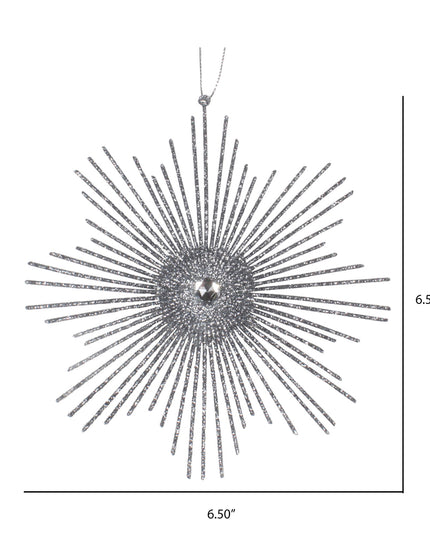 6.5" Pewter Glitter Snowflake Burst