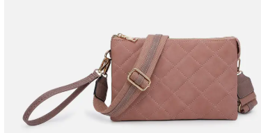 Izzy Quilted Crossbody, Mauve