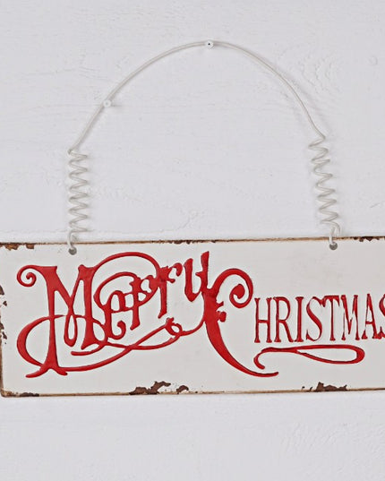 16" x 6" Vintage Metal Merry Christmas Plaque