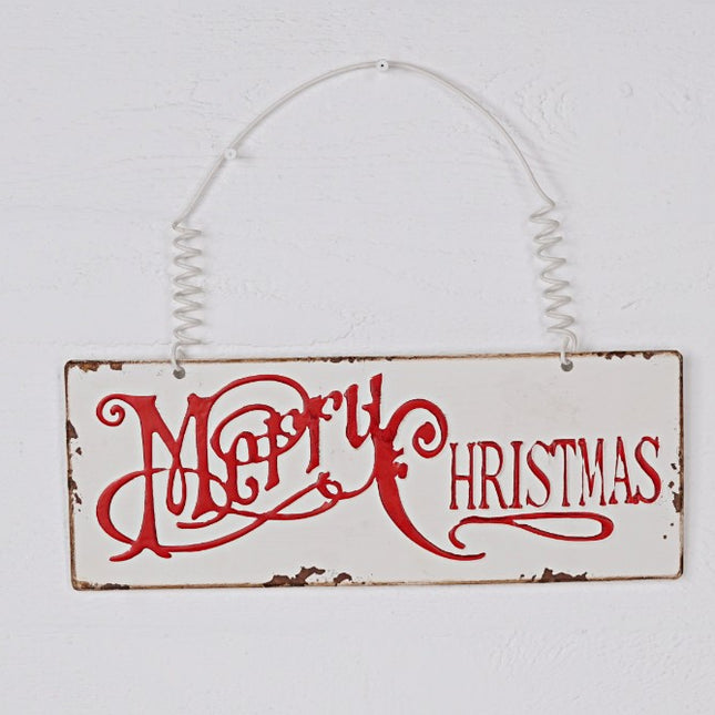 16" x 6" Vintage Metal Merry Christmas Plaque