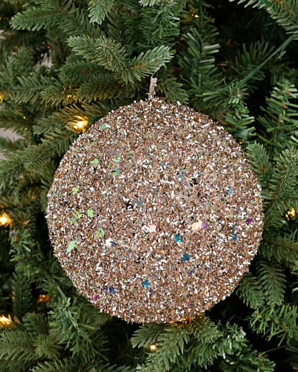 6" Glittered Ball Champagne