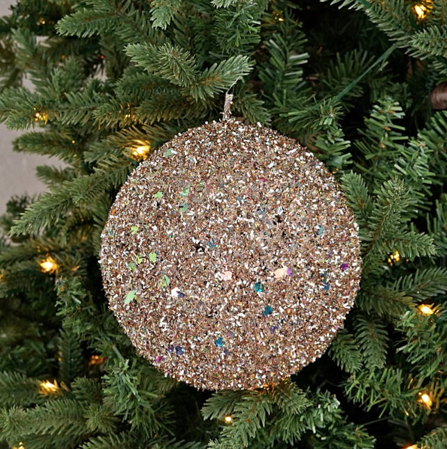 6" Glittered Ball Champagne