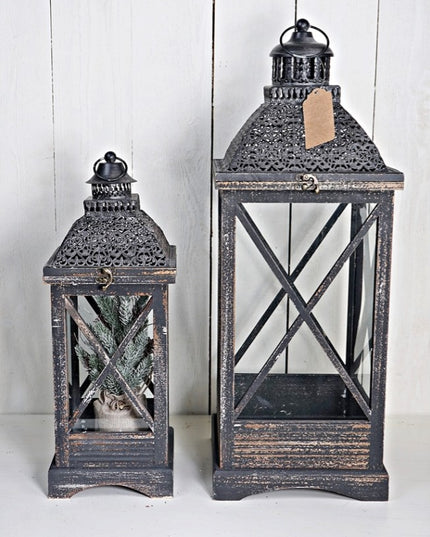 Antique Brown Square Lantern