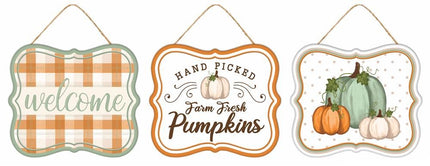 Assorted Tin Matte Fall Signs