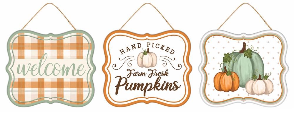 Assorted Tin Matte Fall Signs