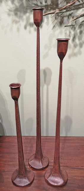 Brown Metal Taper Candle Holders