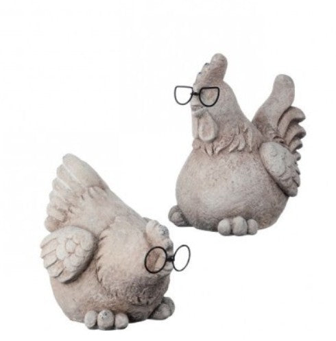 Resin Chicken w Metal Glasses