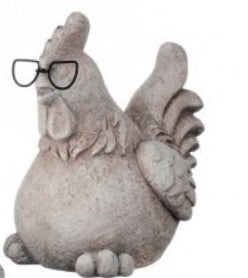 Resin Chicken w Metal Glasses