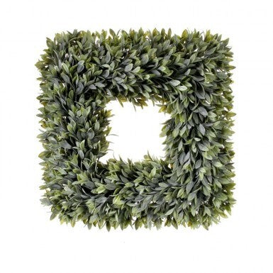 Flocked Sage Square Wreath