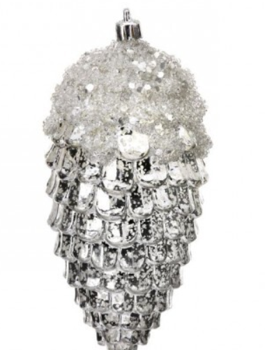 6.5" Iced Mercury Pine Cone