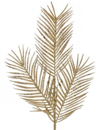 34" Glitter/Mica Triple Palm Leaf Spray Gold