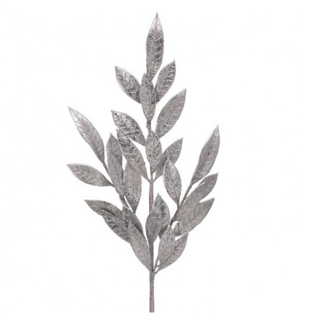25" Glitter Laurel Spray Silver