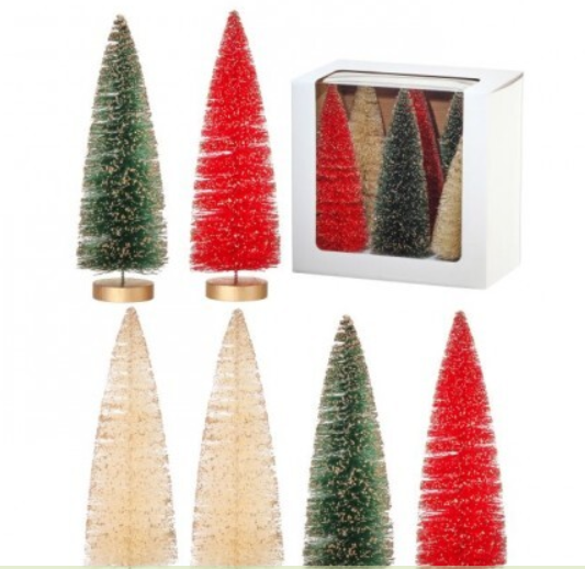 9" Vintage Glitter  Sisal Trees