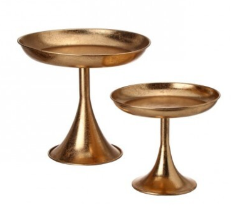 8"-10.5" Metal Footed Pedestal Plate Gold