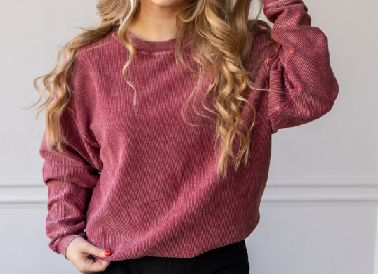 Luxe Corded Sweatshirt - Maroon