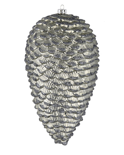 Pewter Matte Glitter Pinecone Ornament
