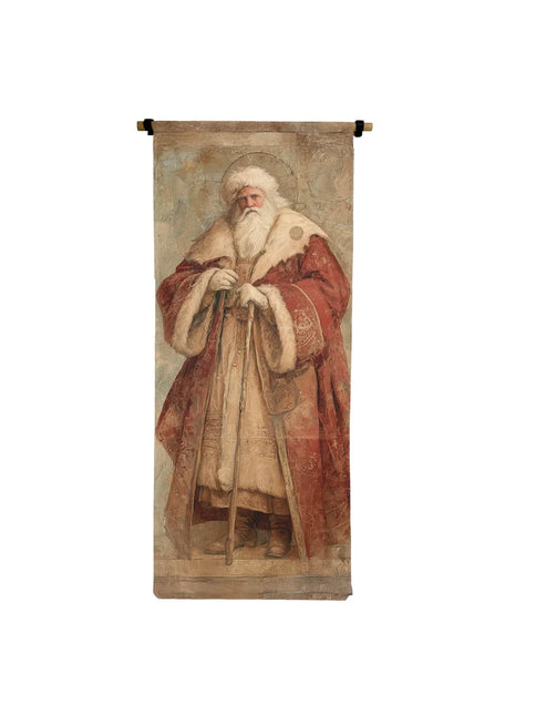 Vintage Old World Santa Vertical Canvas Scroll 3' x 6'