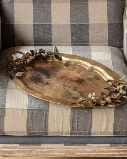 Jeweled Garland Antiqued Gold Tray