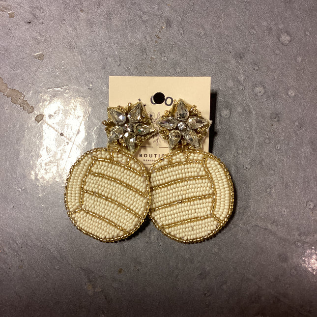 White & Gold Volleyball Earring