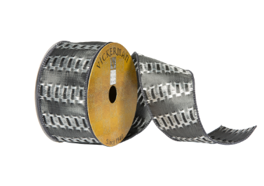 Pewter Fret Ribbon 2.5" x 10 yds