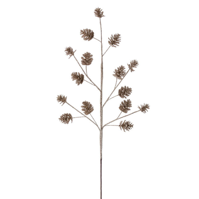 24" Mocha Pinecone Glitter Spray