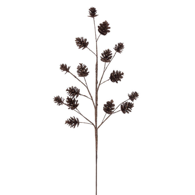 24" Mocha Pinecone Glitter Spray