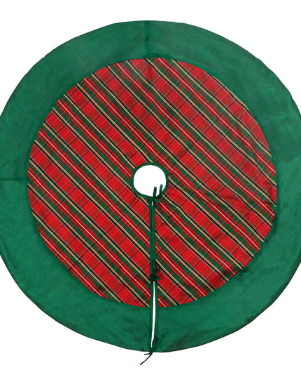 52" Red Green Plaid Tree Skirt