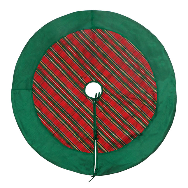 52" Red Green Plaid Tree Skirt