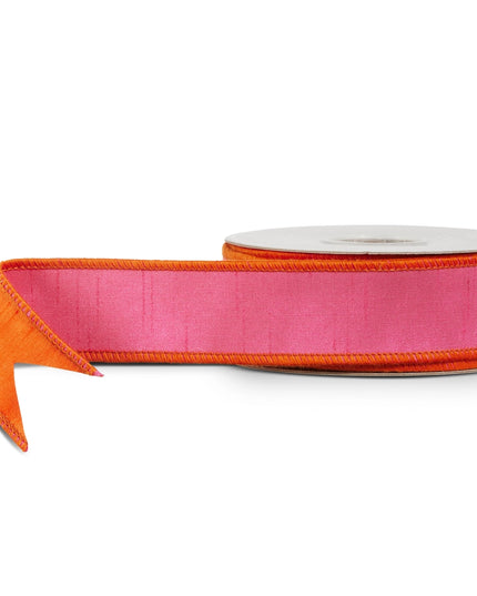 1.5" X 10 Yds Pink and Orange Wired Ribbon