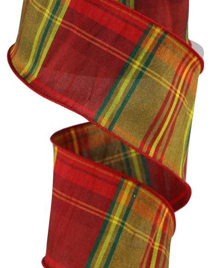 2.5" x 10 Yards Plaid Faux Dupioni Ribbon