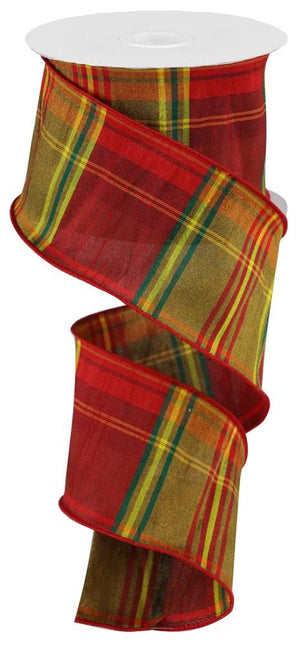 2.5" x 10 Yards Plaid Faux Dupioni Ribbon