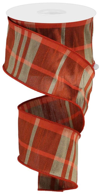 2.5"x10Y Plaid Faux Dupioni