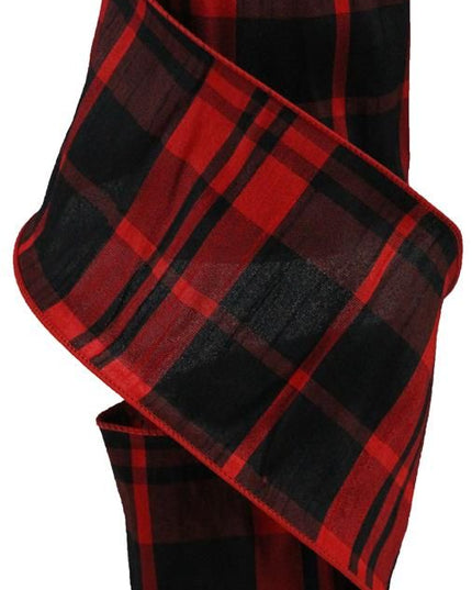 4"x10Y Plaid Faux Dupioni Ribbon
