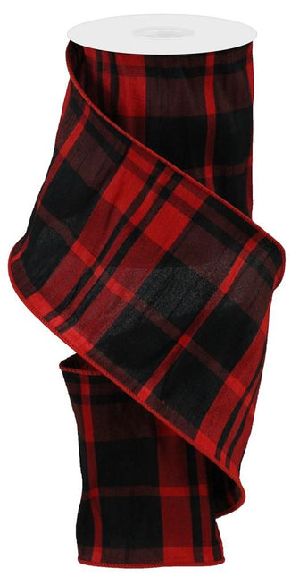 4"x10Y Plaid Faux Dupioni Ribbon
