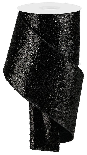 Ribbon Black Glitter 4"x10yd