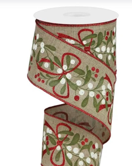 2.5" x 10yd Mistletoe with Bow Ribbon