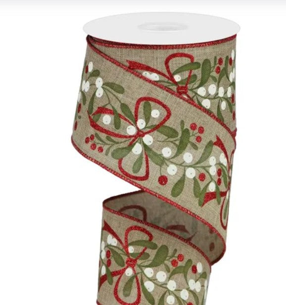 2.5" x 10yd Mistletoe with Bow Ribbon