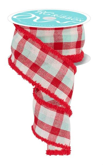 2.5"x10Y Woven Ribbon Red/White/Ice Blue