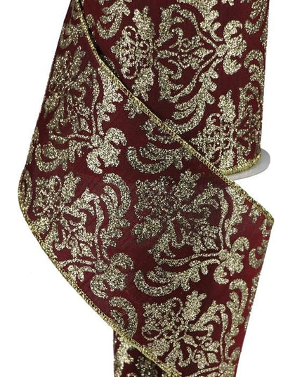 Ribbon Burgundy/Gold 4"x10yd