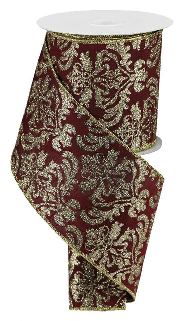 Ribbon Burgundy/Gold 4"x10yd