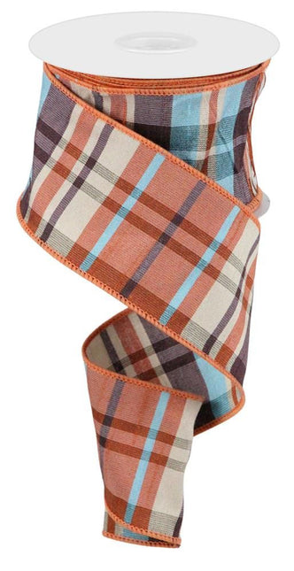 2.5"x10Y Plaid Faux Dupioni