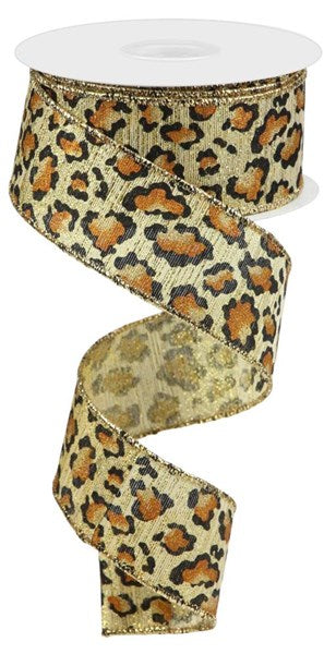 Metallic Leopard Print Ribbon