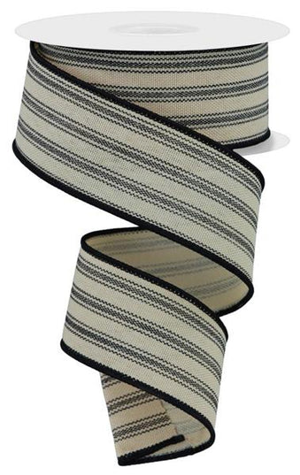 1.5" x 10 yds Ticking Stripe Ribbon on Cotton
